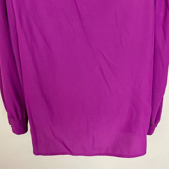 Vintage Blouse Unique Button-Up Long Sleeves Retro Secretary Cropped Sleeves - Picture 9 of 11